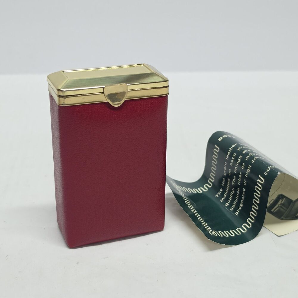 DOPP Burgundy Red Leather Flip Top Cigarette Case Pompero Cowhide w Flyer VTG 70
